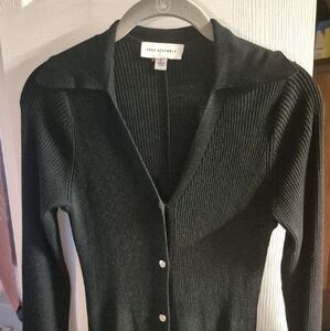 Posh Assembly Black Ribbed Long Sleeve Dress